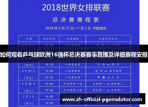 如何观看乒乓球欧洲16强杯总决赛赛事直播及详细赛程安排