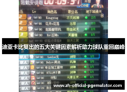 迪亚卡比复出的五大关键因素解析助力球队重回巅峰 迪亚卡比复出的五大关键因素解析助力球队重回巅峰